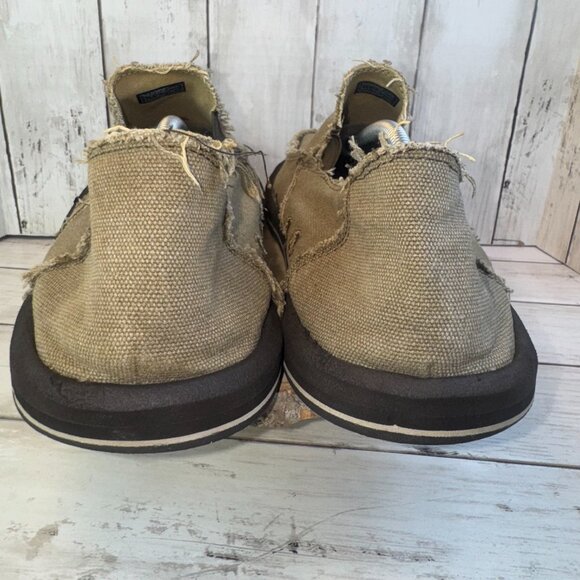 Sanuk Mens 14 Vagabond Sidewalk Surfer Brown Canvas Lightweight Loafer Shoes - Picture 5 of 9